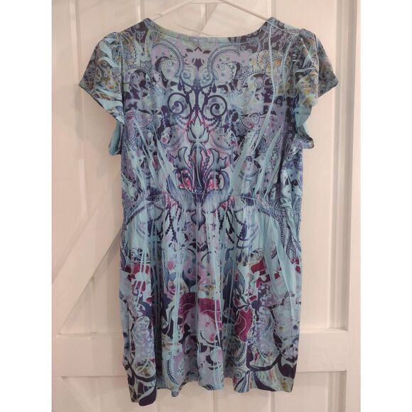 One World Live and Let Live Purple Paisley Babydoll Top Size Petite Small‎ - Picture 5 of 8